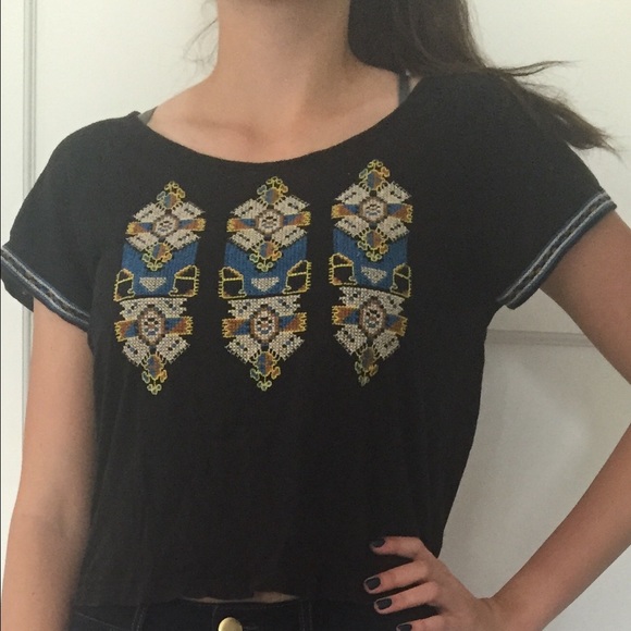 black forever 21 t shirt with tribal patches - Picture 1 of 1