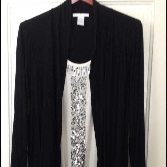 Sold! Design history black cardigan w/sparkled top - Picture 1 of 4
