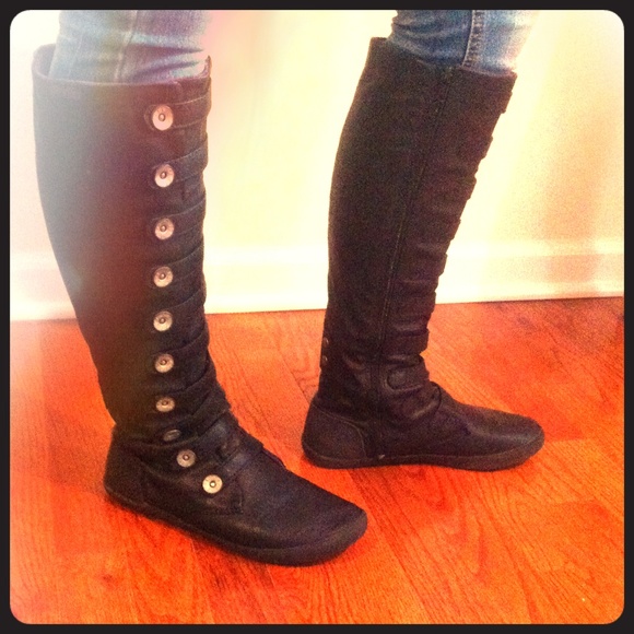 Knee high button boots