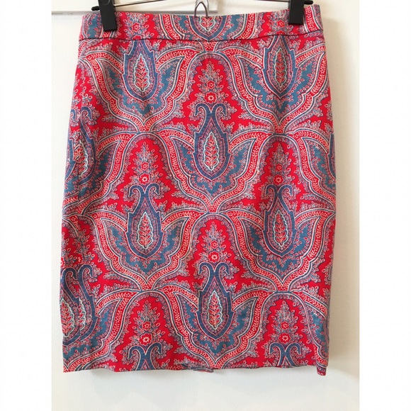 J. Crew Paisley print pencil skirt