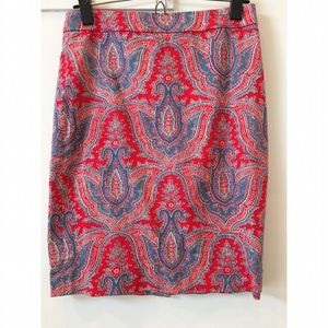 J. Crew Paisley print pencil skirt