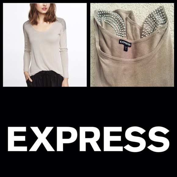 EXPRESS rhinestone shoulder hi-lo hem sweater