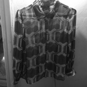 Never worn button down geometric blouse