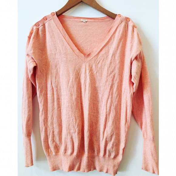 J. Crew coral sweater with button detailing