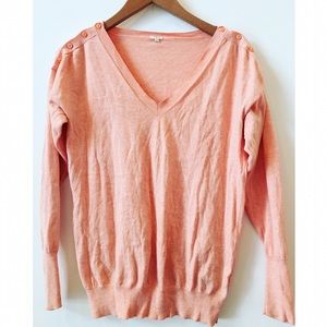 J. Crew coral sweater with button detailing