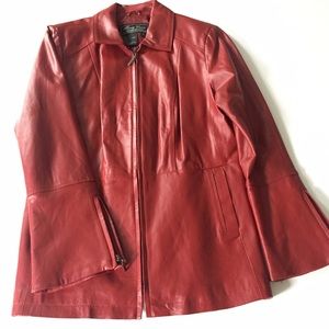 💯 Genuine Red Leather Bell Sleeve Jacket