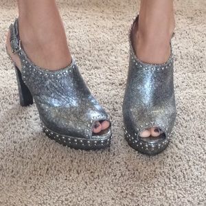 BCBG Metallic Platform Heels