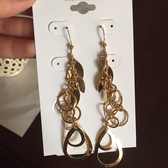 3 Pairs of Gold Dangle Earrings