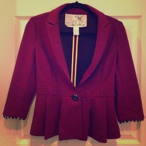 Anthropologie Tabitha Navy and Red Peplum jacket