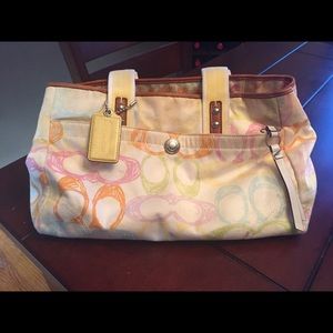 Coach Hampton Scribble Multi Color Satchel Tote