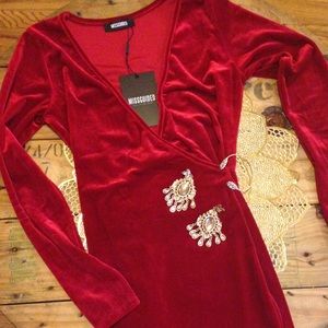 Red velvet body con dress