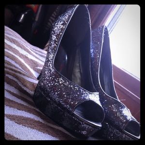 Sparkly silver heels