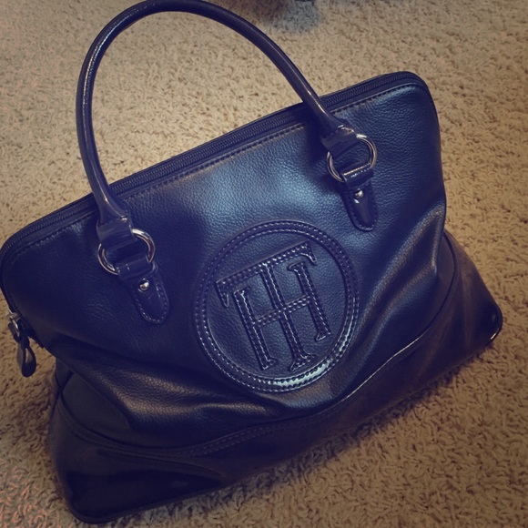 Navy Blue double handle bag. Medium size