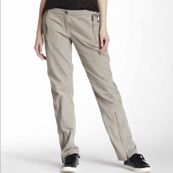 Da-nang silk blend army green pants.