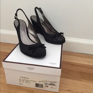 Black coach wedge heels