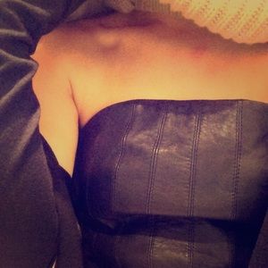 All Saints leather strapless top All Saints leather strapless top
