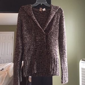 BKE brand brown gold shimmer knitted sweater