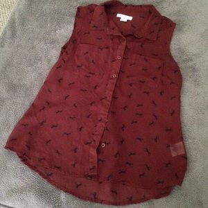 CottonOn burgundy, collared button down top
