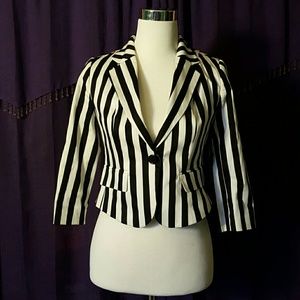 Black and White Striped Blazer