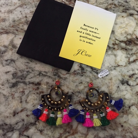 J. Crew TORTOISE TASSEL CHANDELIER EARRINGS