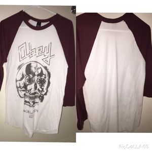 Neverworn Obey Maroon Baseball Tee