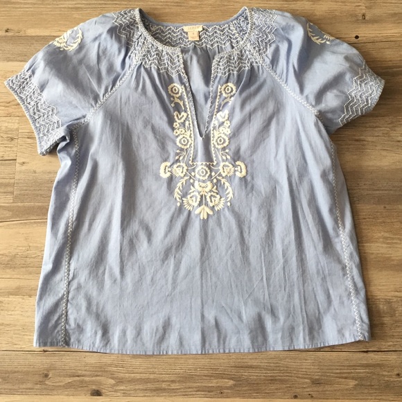 J. Crew embroidered top size small