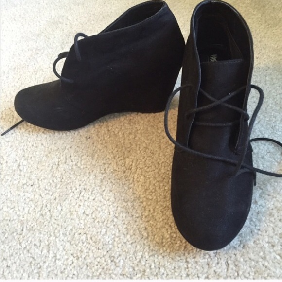 Black lace up booties