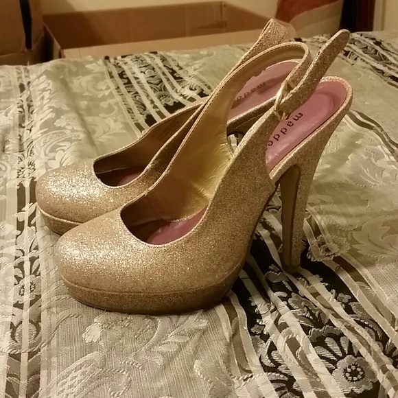 Gold glitter heels