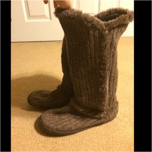 Comfy brown slipper boots