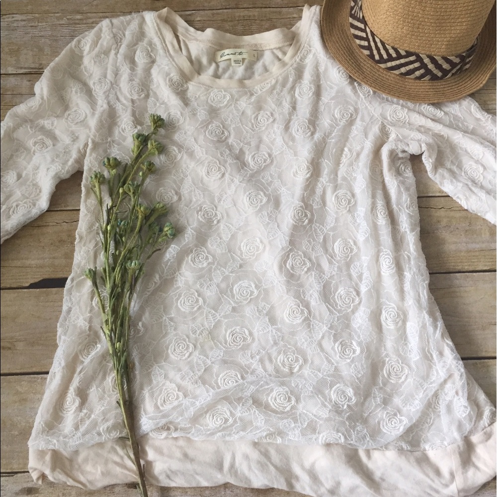 Rose Laced Cream Sweater