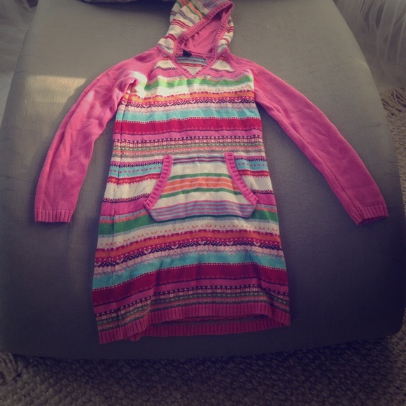 multicolor dress with hood