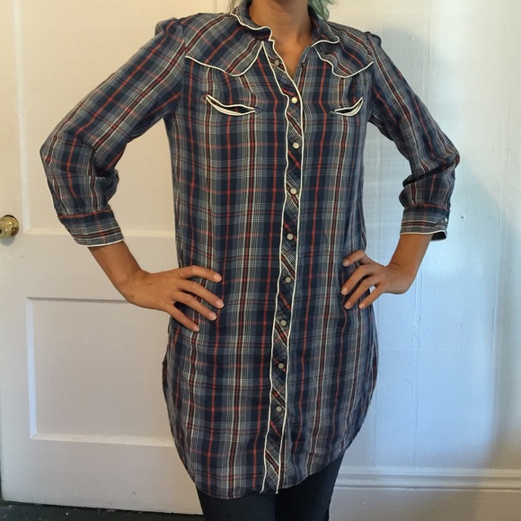 Tunic length flannel top