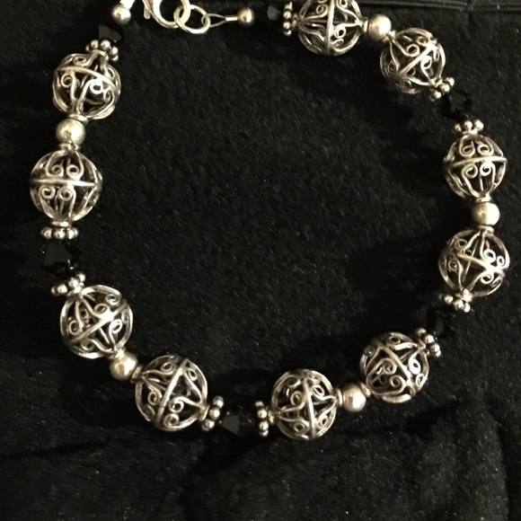 Silver Earrings and Bracelet with Black NWOT - Picture 4 of 4