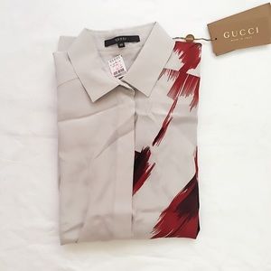 NWT Gucci Prints Silk Button Down Silk Shirt