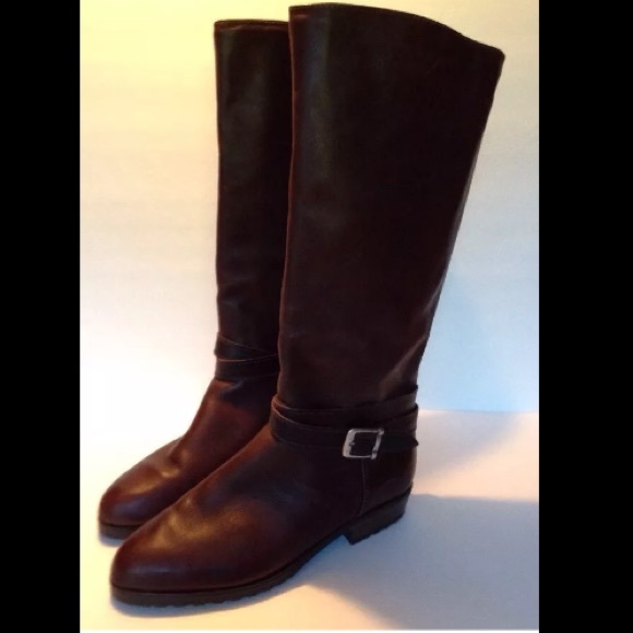 Brown leather knee high boots