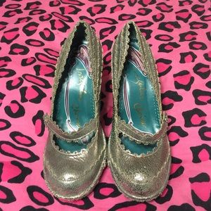 Silver wedge Irregular Choice shoes. Size 38
