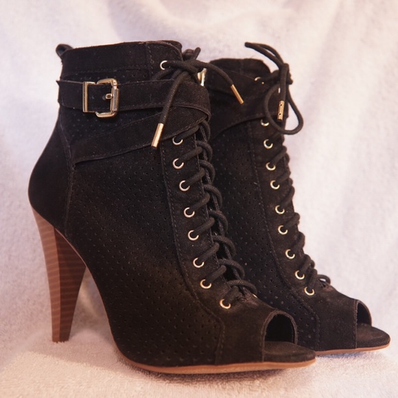 Black Suede Booties by Forever 21