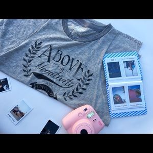 American Eagle gray quote muscle tee tank top