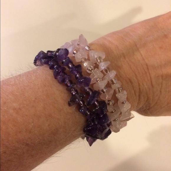 Jewelry - Amethyst and rose quartz wrap bracelet