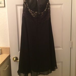 Black and champagne halter dress
