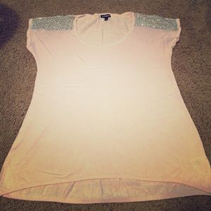 Short sleeve studded sweater