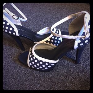 Navy & White Polka Dot Heels