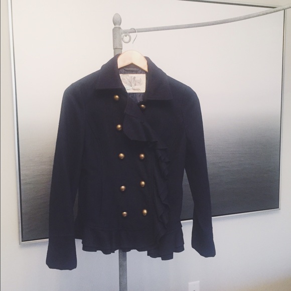 kimchi blue ruffle peacoat (navy, wool)