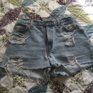 High waisted denim shorts