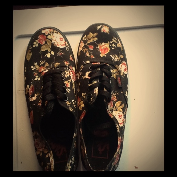Black and floral Vans
