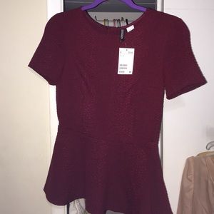 Burgundy peplum shirt