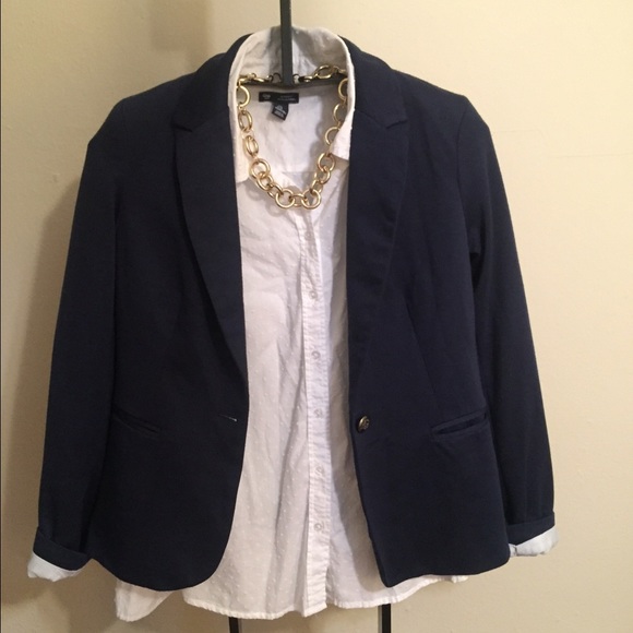 Navy Blazer with Striped Liner