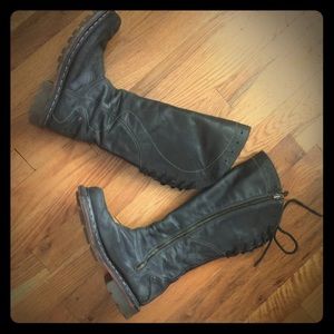 Dr. Martens zip knee-high boot w/ lace detailing
