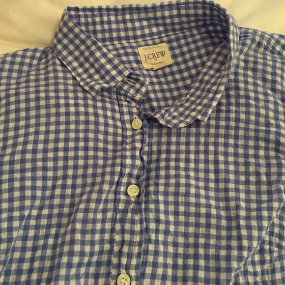 Jcrew light blue gingham button down!