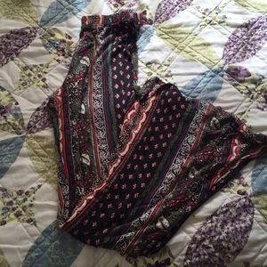 Boho print bell bottom pants